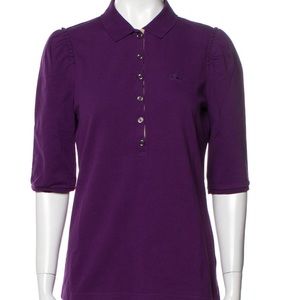 Burberry Women’s Purple Brit Polo three- quarters Sleeve Size Large
